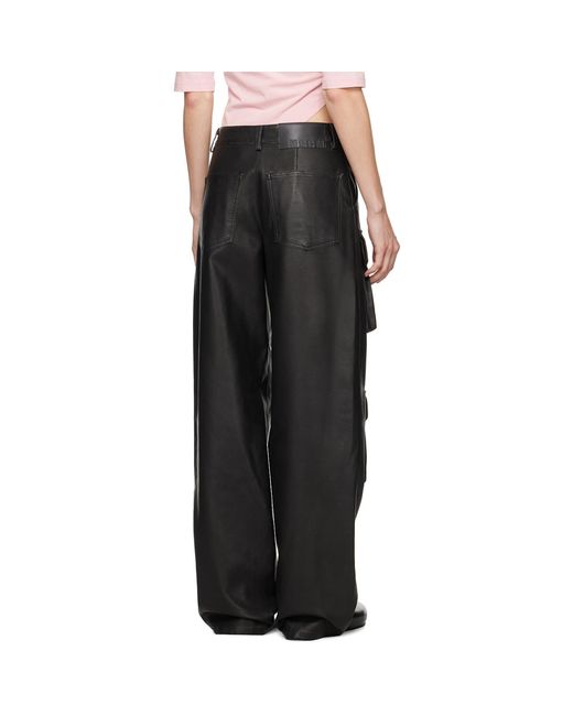 MSGM Black Pocket Faux-leather Cargo Pants