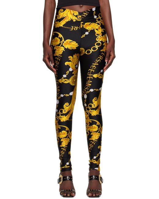 Versace Jeans Couture Black & Gold Chain Couture leggings | Lyst UK