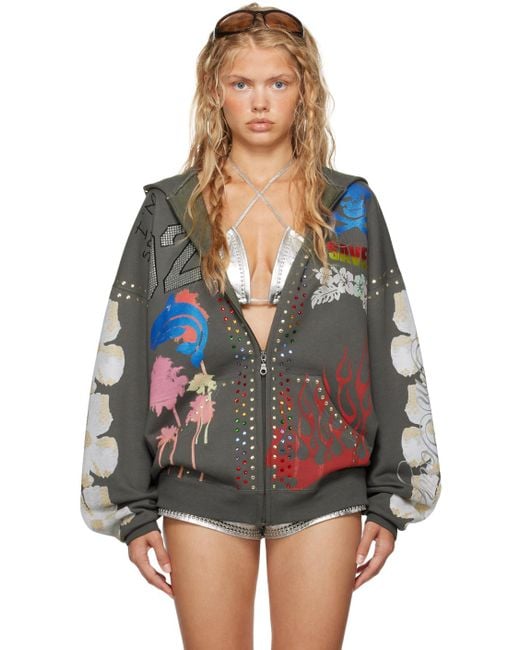 Im Sorry by Petra Collins Black Ssense Exclusive Mimi Wade Edition Oversized Zip Up Hoodie