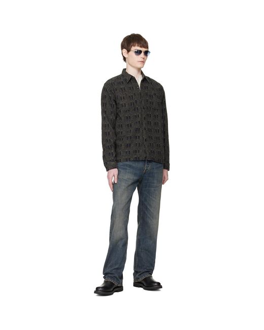 RRL Black Jacquard-Knit Wool-Blend Work Shirt for men