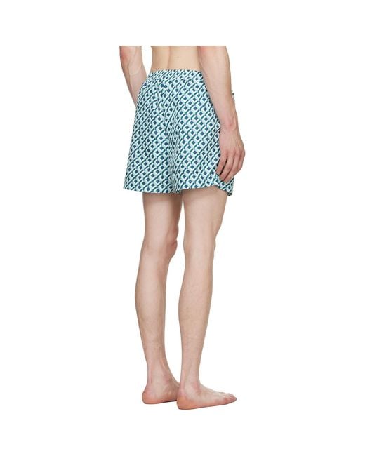 Casablanca Blue Cubist Monogram Printed Swim Shorts for men