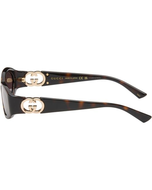 Gucci Brown Oval Frame Sunglasses