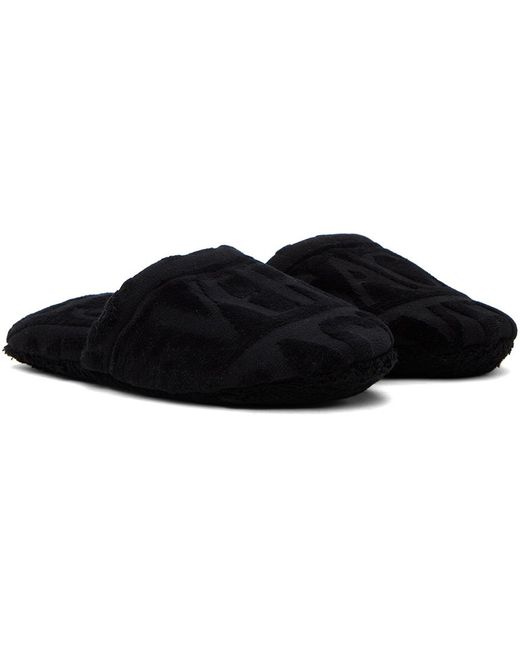 Pantoufles noires en tissu éponge à motif à logo Versace pour homme en coloris Black