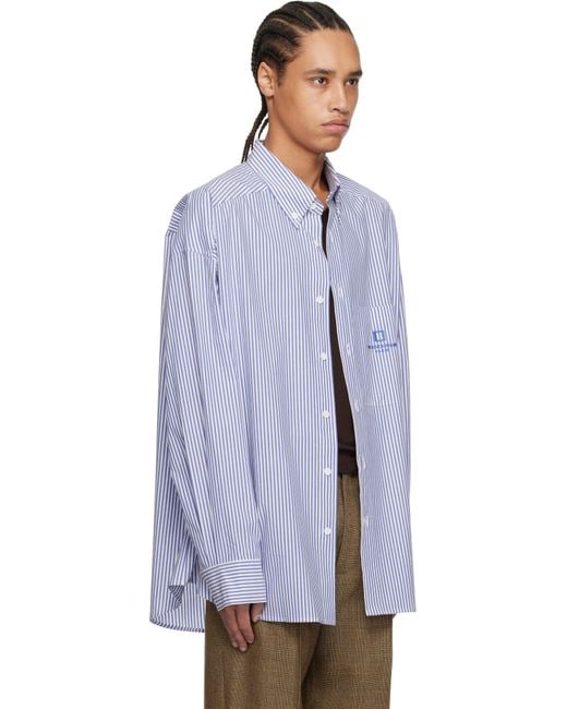 Wooyoungmi Blue Cotton Striped Shirt for men