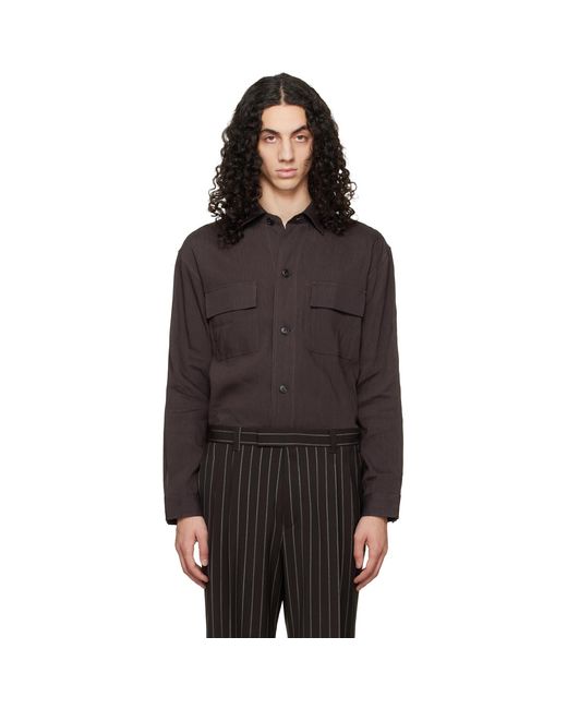 Boss Black Flap Pocket Linen Shirt for men