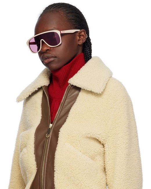 Chloé Pink Off-white Ski Pilot Sunglasses