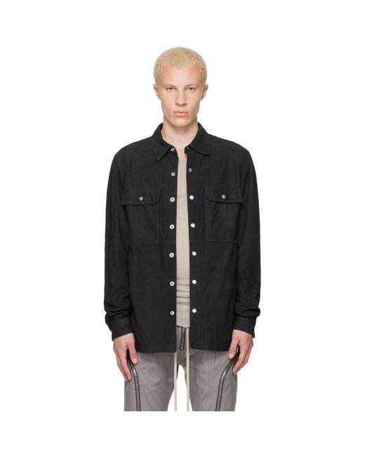 Rick Owens Black Tower Suede Overshirt for men