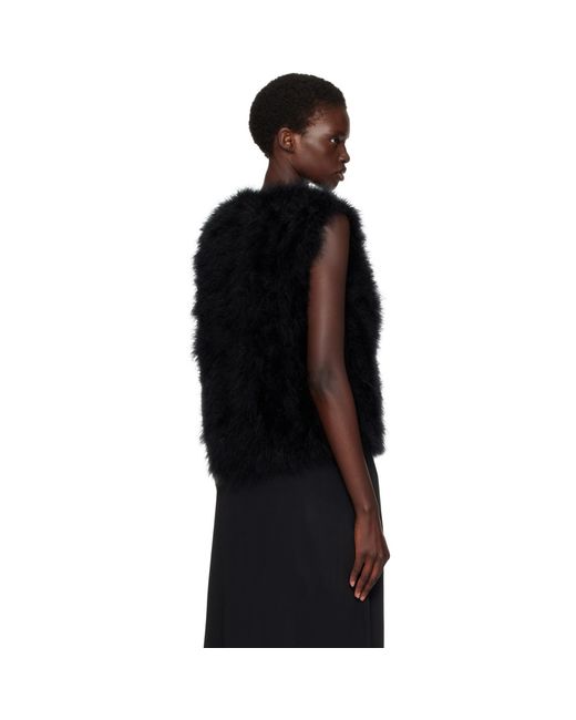 Yves Salomon Black Cropped Feather Gilet Vest