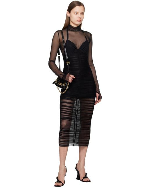 Versace Black Curl Plaque Midi Dress