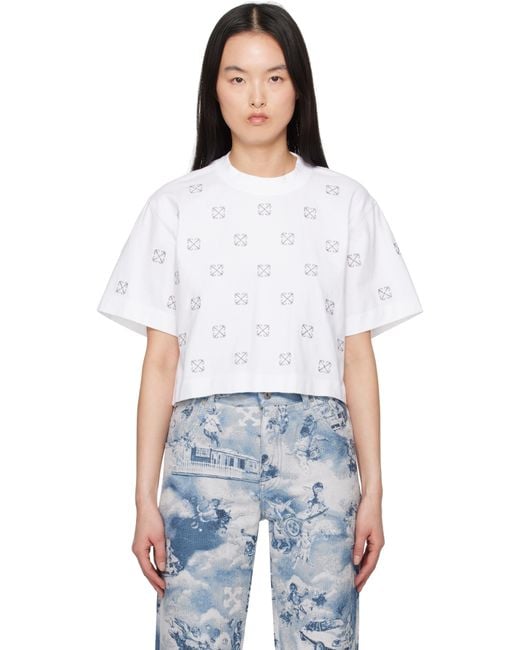Off-White c/o Virgil Abloh ホワイト Lurex Little Arrows クロップド Tシャツ White