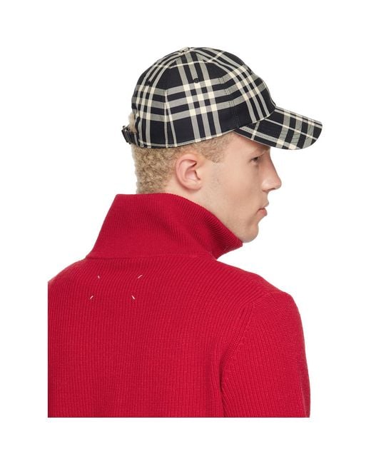 Burberry Red Check Cotton Baseball Cap for men