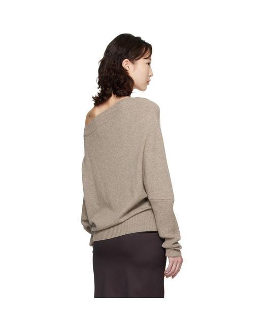 Cordera Brown Merino Wool Off-Shoulder Sweater