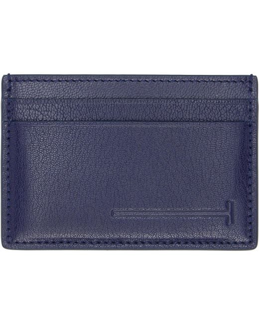 Tom Ford Blue Elongated T Line Card Holder for men
