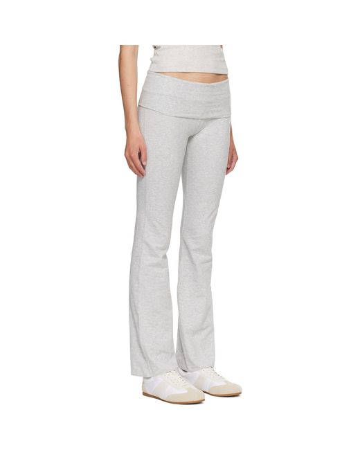 Skims Gray Cotton Jersey Foldover Lounge Pants