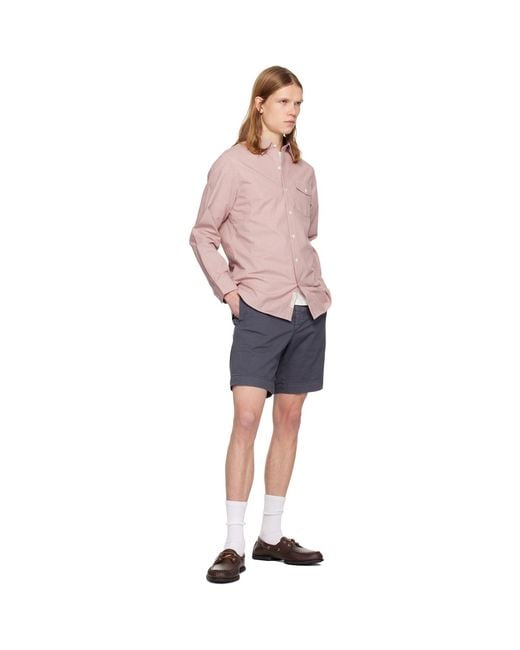 RRL Blue Garment-Dyed Chino Officer's Shorts for men