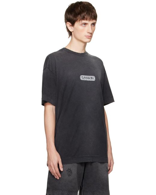 Givenchy Black Distressed Logo-print Cotton-jersey T-shirt for men