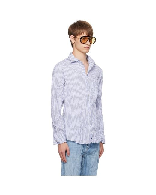 Bottega Veneta Multicolor Crushed Cotton Striped Shirt for men