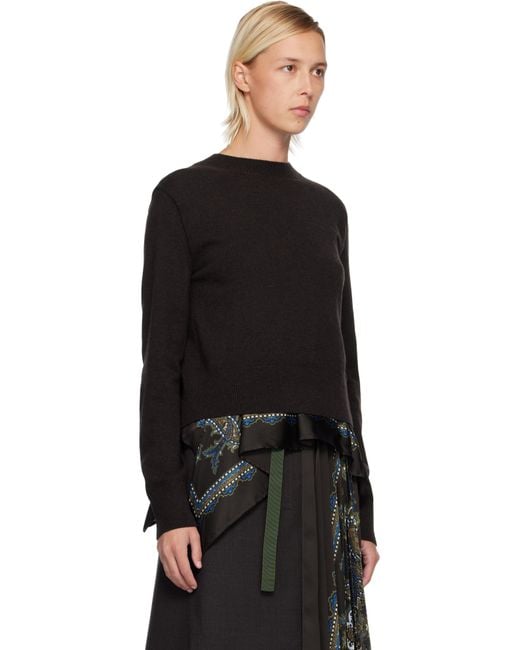Pull Brun En Tricot De Laine À Motif Cachemire Sacai en coloris Black