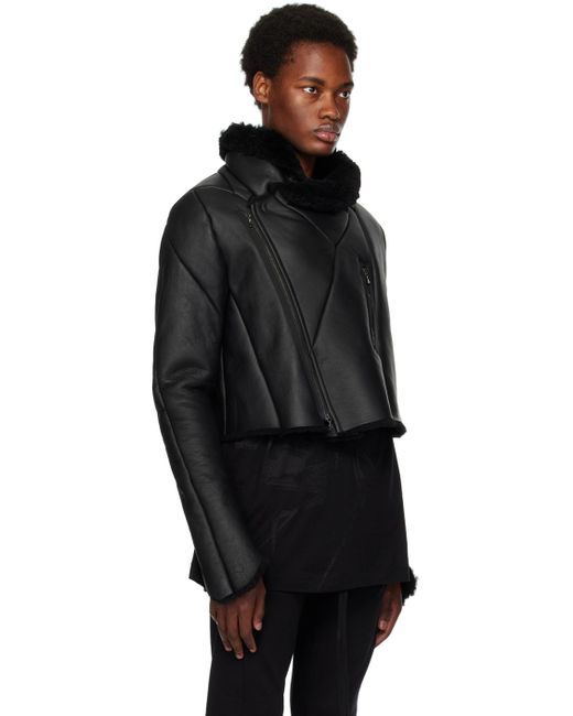 Julius Black Zipped Leather Jacket for men