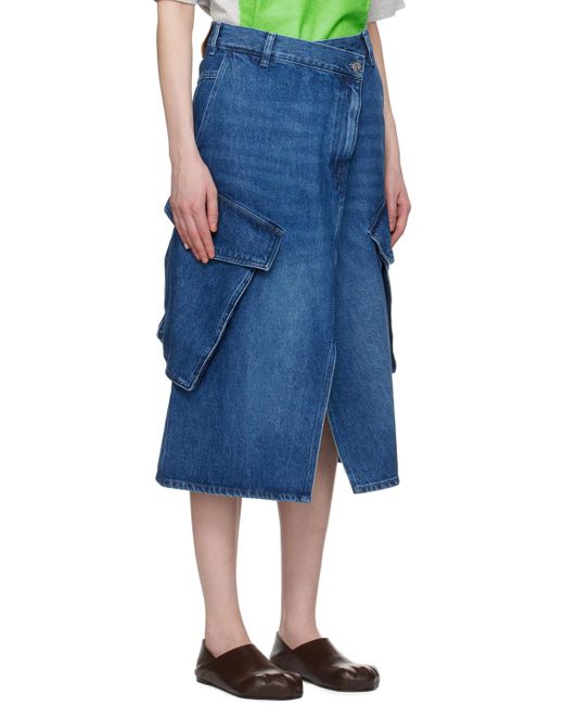 J.W. Anderson Blue Cargo Pocket Denim Midi Skirt