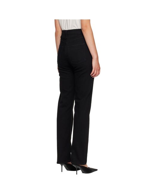 Agolde Black 90's Pinch Waist High Rise Straight Long Jeans