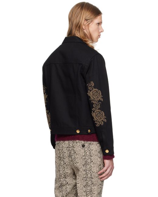 Ernest W. Baker Black Studded Denim Jacket for men