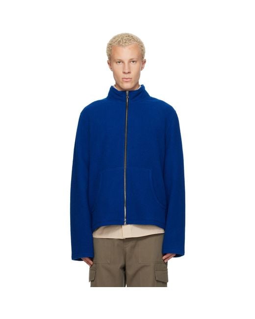 Rier Blue Full Zip Fleece Sweater for men