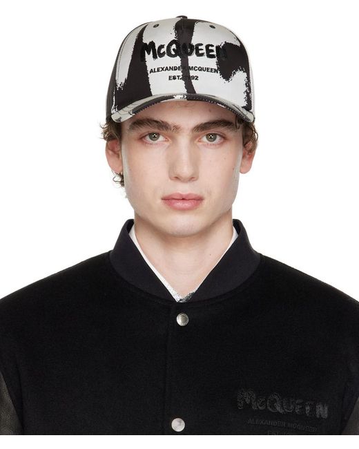 Alexander McQueen Synthetic Black & Off-white Graffiti Cap for Men ...