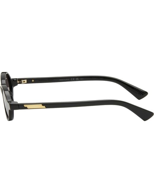 Bottega Veneta Black Classic Oval Sunglasses
