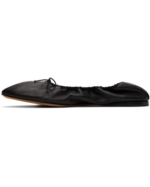 The Row Black Nappa Leather Bow Ballerina Flats