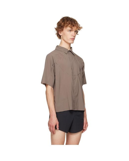 Satisfy Gray Taupe Peaceshell River Short Sleeves Shirt for men