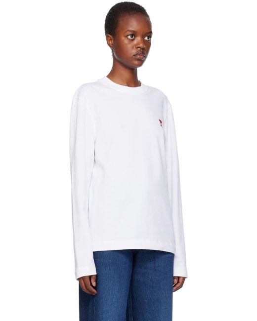 Ami Paris White Ami De Cœur Long Sleeve T-shirt | Lyst UK