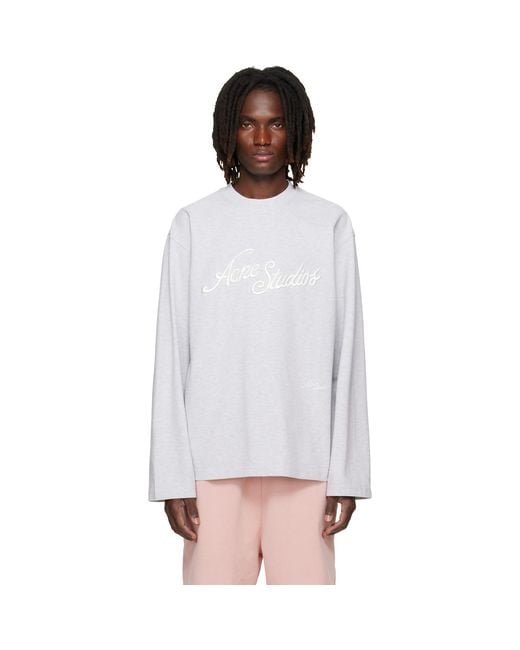 Acne White Embroidered-Logo T-Shirt for men