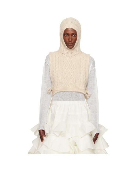 Tao Comme Des Garçons Natural Off- Hooded Wool Vest