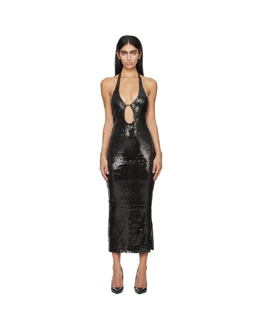 16Arlington Black Sola Midi Dress