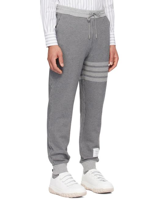 Thom Browne Gray Striped Sweatpants for men