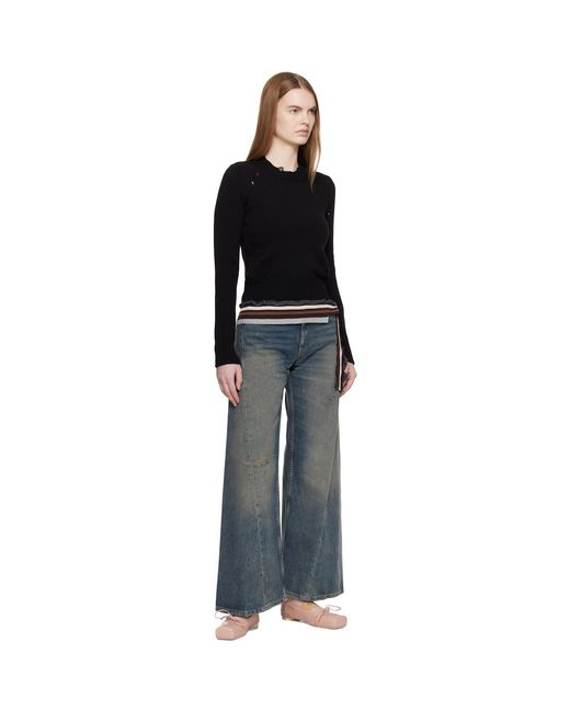 MM6 by Maison Margiela Black Ribbed Knit Top