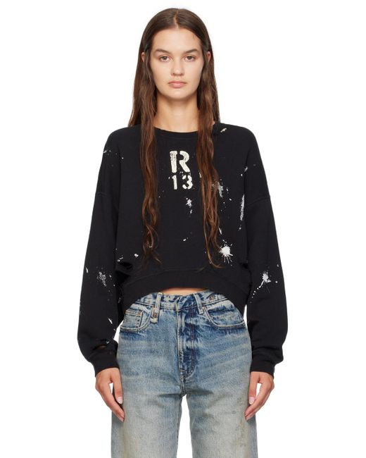 R13 Black Cropped Sweatshirt