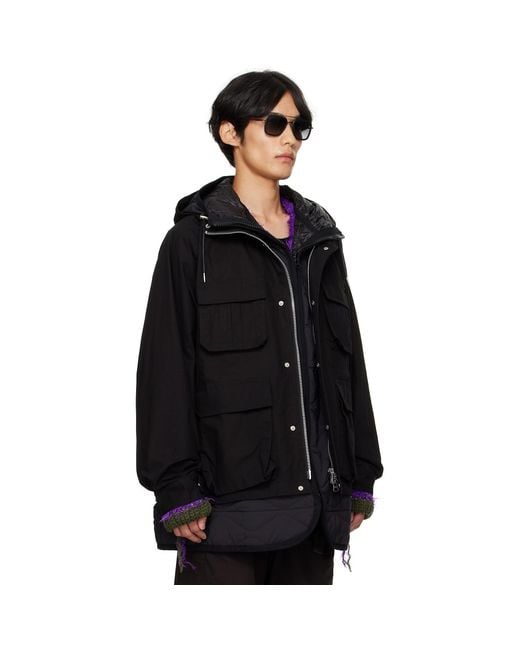 Sacai Black Rip Stop Blouson Jacket for men