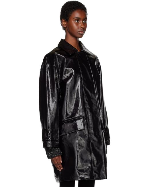 Stand Studio Black Conni Faux-leather Coat