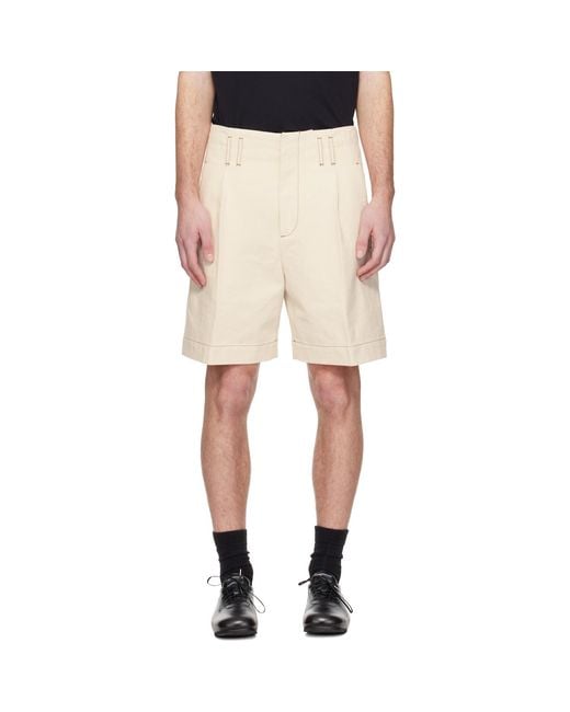Lanvin Natural Off- High-Waisted Shorts for men