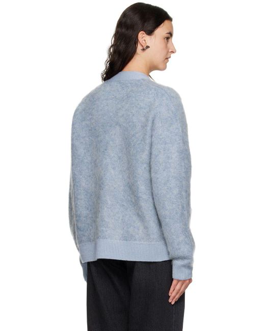 Acne Studios Blue Fluffy Cardigan in Gray Lyst