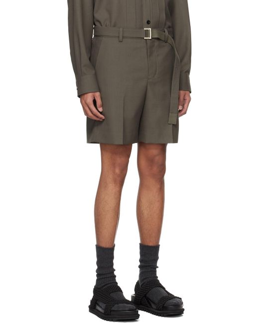 Sacai Black Taupe Suiting Shorts for men