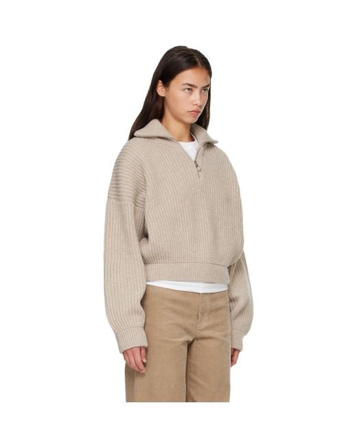 &Daughter Natural Rowan Rib Half Zip Sweater