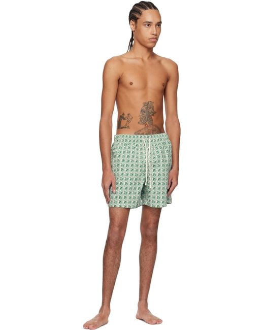 Palm Angels Green Off- 'Pa' Diamond Swim Shorts for men