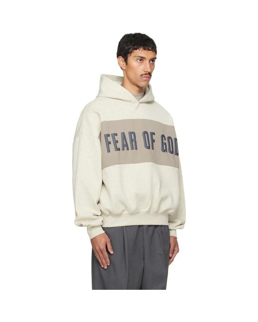 Fear Of God Gray Cropped Relaxed Paneled Hoodie for men