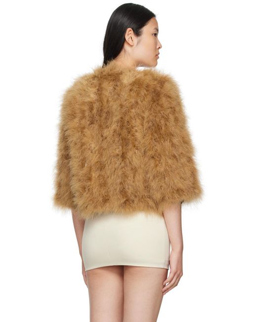 Yves Salomon Multicolor Brown Cropped Feather Jacket