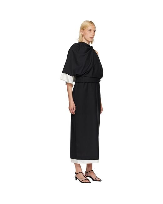 Rohe Black Draped Open Back Midi Dress