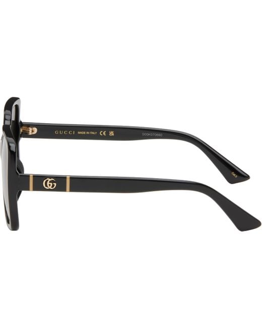 Gucci Black Lines Thin Gg Temple Sunglasses