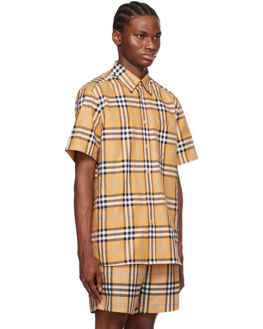 Burberry Natural Caxbridge Check-patterned Regular-fit Cotton-poplin Shirt for men